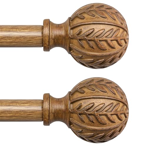 Adjustable Boho Curtain Rod Set, 48-84 Inch Heavy Duty Rustic Window Rods