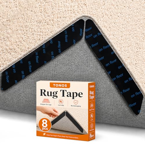Non-Slip Rug Grippers for Hardwood Floors - 8 Pack Washable Carpet Tape