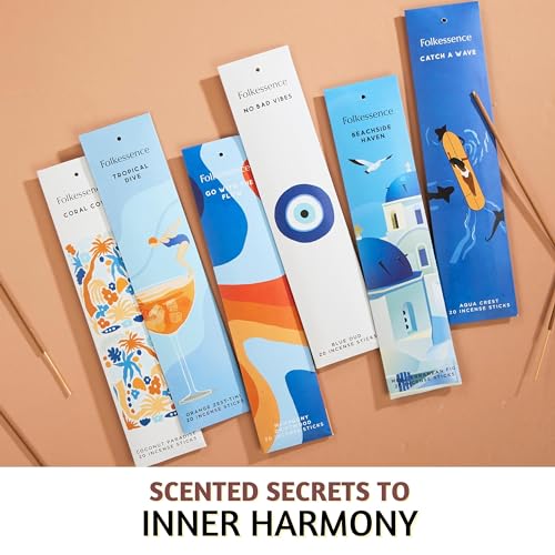 Charcoal-Free Organic Incense Sticks - 120 Count - 45 Min Long Burning