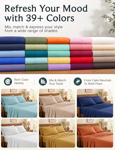 LuxClub Queen Sheet Set - 4 Piece Cooling Deep Pocket Microfiber Bed Sheets
