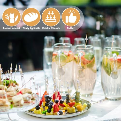 6 Inch White Pearl Cocktail Skewers - 100 Pcs Party Appetizer Picks