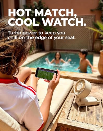 Diveblues Portable Handheld Turbo Fan D6036 Cream 100-Speed Personal Neck Fan