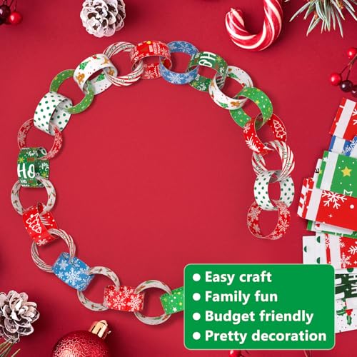 Morcheiong 300 Christmas Pattern Paper Chains for Holiday Decorations DIY Crafts
