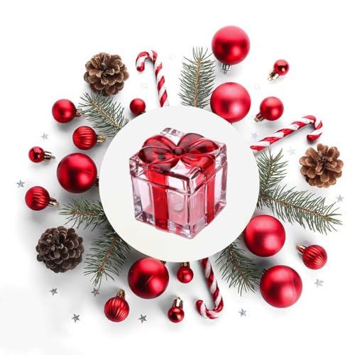 Gkesgm 2 Pack Christmas Candy Jars Red Glass Sugar Containers with Bowknot Lids - Holiday Decor