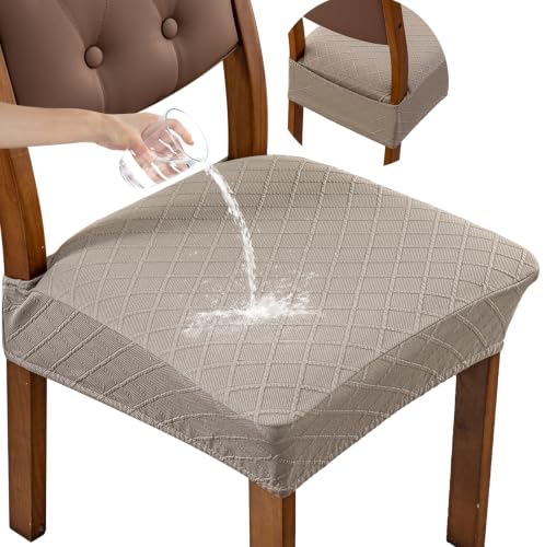 Waterproof Stretch Chair Covers for Dining Room - Set of 4, Taupe
