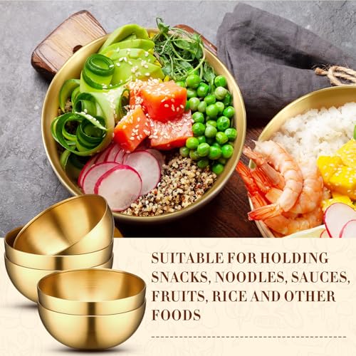 Nuogo 10 Pcs 9.8 Inch Gold Stainless Steel Salad Mixing Bowls Set