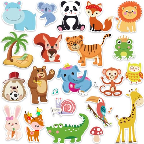 Jungle Animals Window Clings - 21 PCS Reusable Gel Stickers for Kids