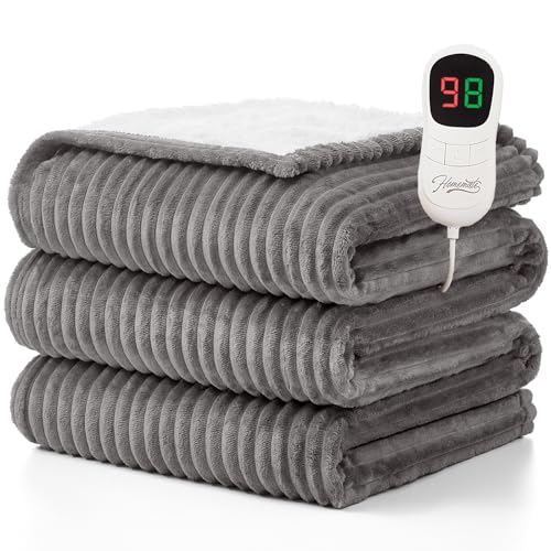 Electric Heated Blanket Throw - 50"x60", 10 Heat Levels, Auto-Off