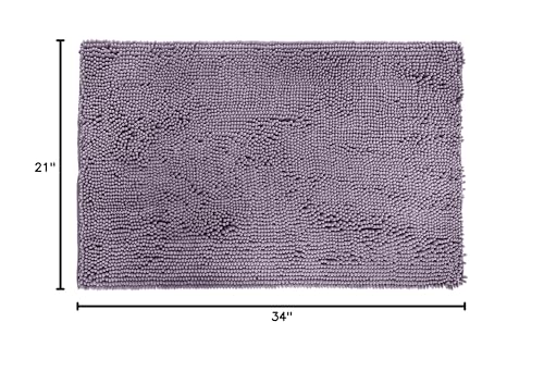 Non-Slip Microfiber Shag Bathroom Rug, Absorbent Plush Mat, 21" x 34"