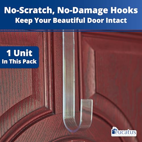 12-Inch Clear Wreath Hanger - Non-Scratch Over the Door Hook for Decor