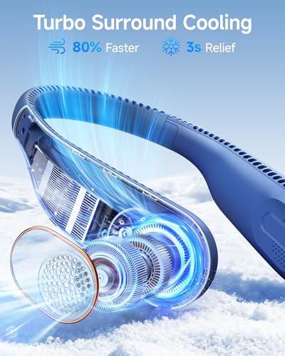 SWEETFULL Portable Bladeless Neck Fan, 5200mAh Rechargeable Personal Fan