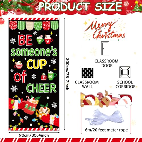 Be Someone’s Cup of Cheer Christmas Door Banner – 78.7 x 35.4 in Fabric Backdrop