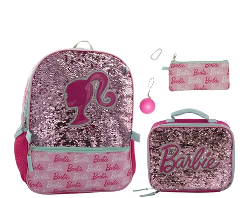 Barbie 4-Piece Flip Sequin School Backpack Set for Girls
