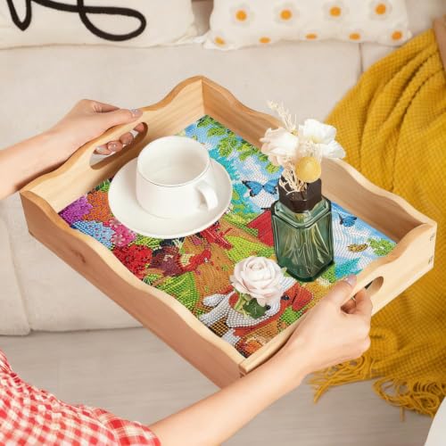 EWJRNSF Diamond Art Kits for Adults Wooden Serving Tray with Handles – DIY Tray Kit (D Farmhouse CB NEW)