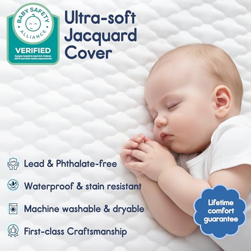 Waterproof Pack and Play Mattress 38" x 26" with Soft Cover & Carry Bag