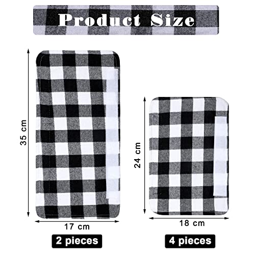 Boao 6 Pack Christmas Refrigerator Door Handle Covers - Black & White Plaid