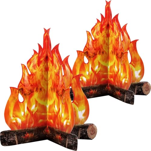 Boao 2 Sets 3D Cardboard Campfire Decor 16 x 13 Inch Gold Orange