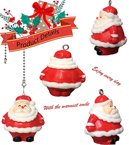 Medium Christmas Ceiling Fan Pull Chain with Santa Resin Charm & Beaded Extension