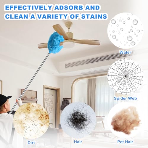 Microfiber Ceiling Fan Duster with Extendable Pole - Bendable Cleaning Brush