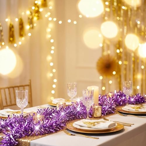 Anderson's Metallic Lavender Tinsel Twist Garland 25ft - Iridescent Party Decor