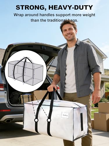 HOMESURE Heavy Duty Moving Bags 8 Pack - Water-Resistant Storage Totes