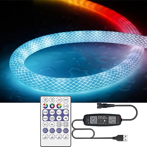 6.5ft WS2811 RGB LED Neon Rope Light, Bluetooth App Controlled Flexible Strip