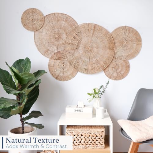 Chi An Home Woven Jute Wall Decor Baskets Set of 6 Boho Wall Art Plates
