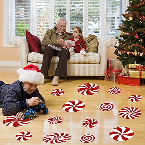Peppermint Christmas Floor & Wall Decals 14-Piece Candy Cane 3D Self-Adhesive Sticker Set