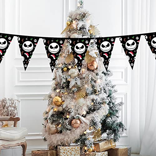 TTBDKKDM Jack Skellington Triangle String Bunting Banner for Christmas & Halloween - J3