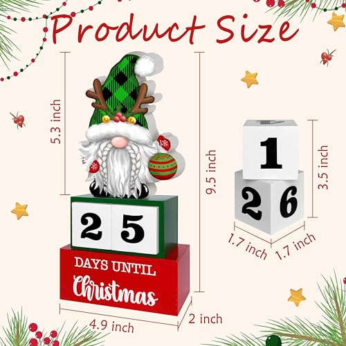 Christmas Advent Calendar 2025 Countdown to Christmas -30 Days Gnomes Classic Rustic Wood Sign Table Decor Holiday Home Decoration (01)
