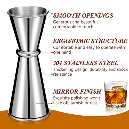 Eaasty 6-Piece Stainless Steel Double Jigger for Bartending, 1 oz & 2 oz Capacity