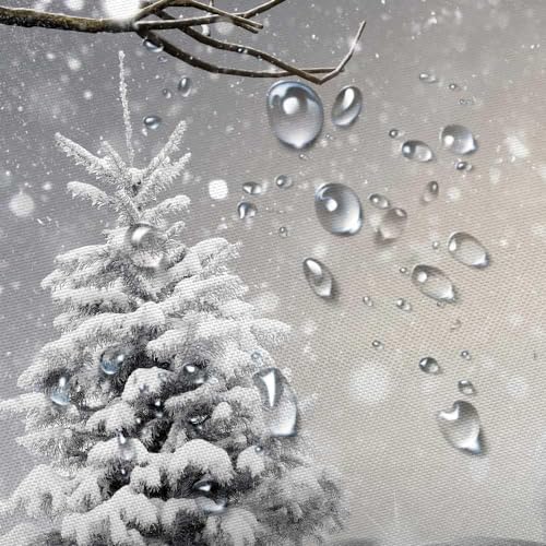 Grey Winter Christmas Shower Curtain 72x72in - Snowman Forest Scene, Waterproof
