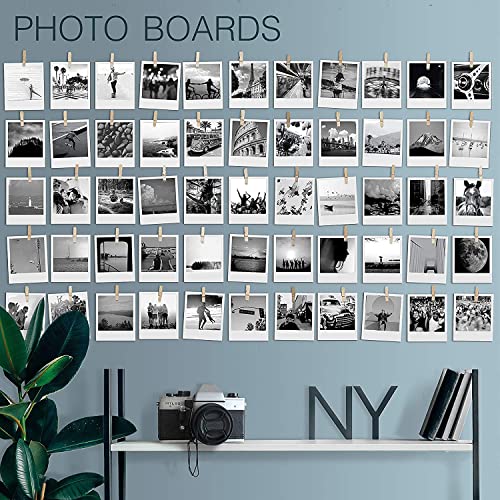 20 Pack Self-Adhesive Wooden Photo Clips for Wall Display
