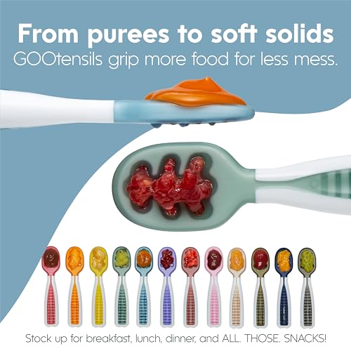 Silicone Baby Self Feeding Spoons 6-Pack Rainbow Pre-Spoon Utensils