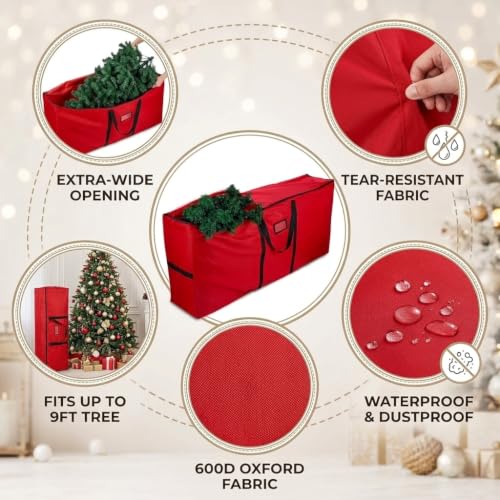 Heavy-Duty Christmas Tree Storage Bag 65x30x15in Fits 6-9ft Disassembled Trees