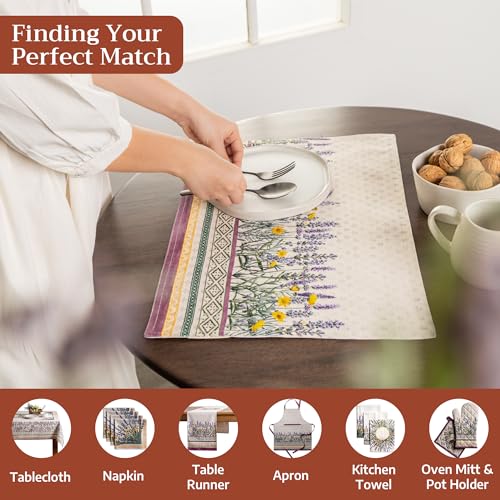 Maison d'Hermine Fanny Lavender 13x19 Placemats Set of 4 - 100% Cotton, Reusable