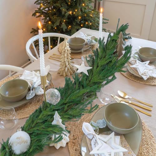 4-Pack 9 Ft Artificial Norfolk Pine Garlands for Christmas & Mantels