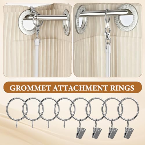 36-Inch Curtain Pull Wand Set, 4-Pack Fiberglass Drapery Rods with Hooks
