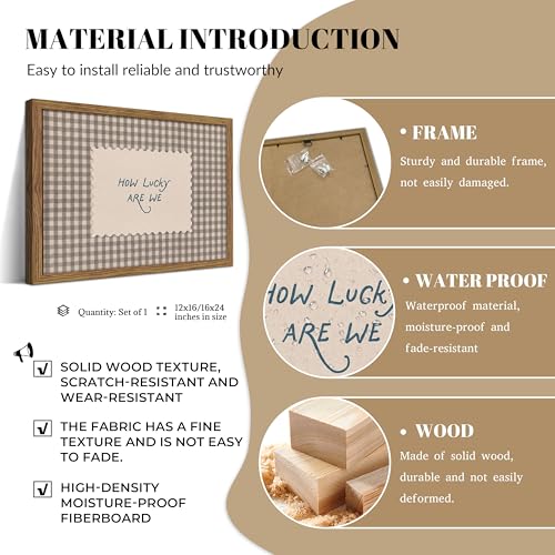 How Lucky Are We Wall Art Vintage Gingham Inspirational Canvas Print 12x16
