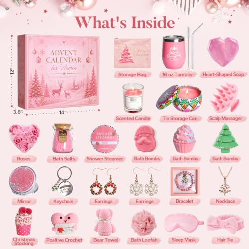 Verdenu 24-Day Advent Calendar for Women & Teen Girls Holiday Gift Set
