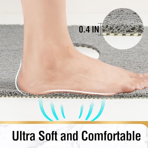 24x24 Inch Square Non-Slip Shower Mat, Soft PVC Loofah Bath Mat