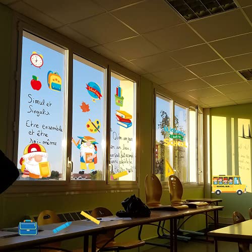 Back to School Window Clings - 8 Sheets Reusable Static Stickers