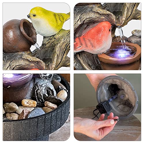 3-Tier Tabletop Indoor Water Fountain with LED Light & Quiet Pump