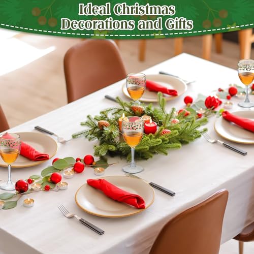 Nitial 6 Pcs Christmas Wine Glasses – Holly Berry 6.8 oz Stemmed Goblets (Variation: 6 / Holly Berry)