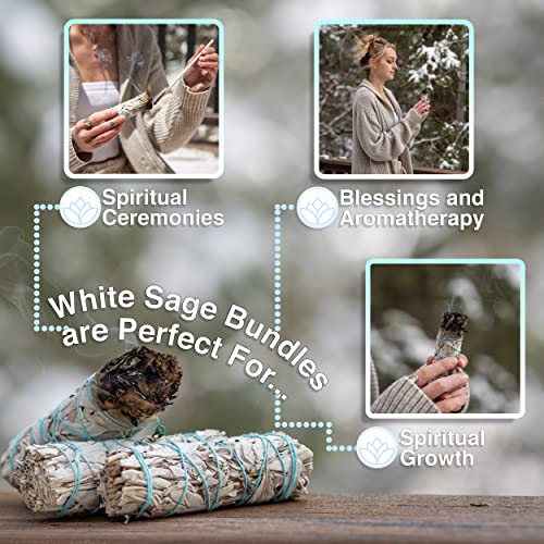 California White Sage Smudge Sticks (4 Inch) for Energy Cleansing & Rituals