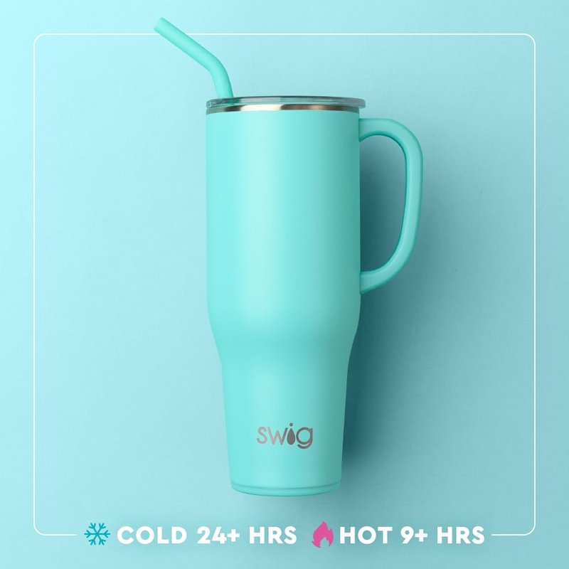 Swig Life 40oz Mega Mug, 40 oz Tumbler with Handle and Straw, Cup Holder Friendly, Dishwasher Safe, Extra Large Insulated Tumbler, Stainless Steel (Saturdays in Baton Rouge)