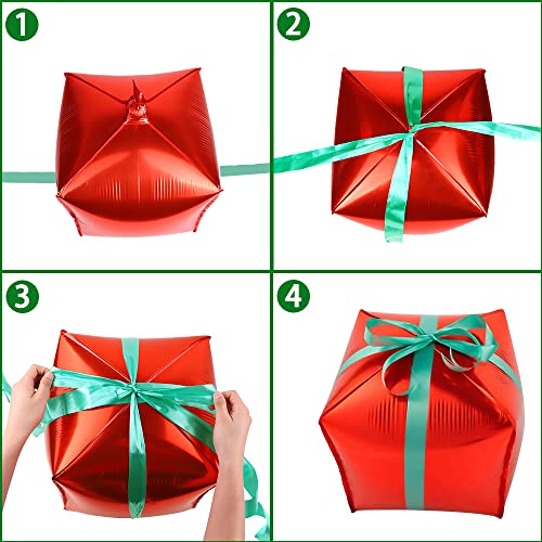 YUJUN Christmas Balloons Decoration Set - Candy Cane Gift Box Mylar Foil Balloons, Xmas Party Kit