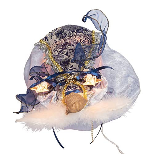 12-Inch Delft Blue & Gold Angel Tree Topper with 10 UL Lights