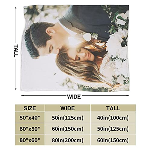 Custom Photo Blanket - Personalized Flannel Throw with Text, 40x50