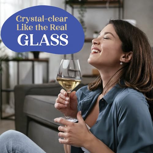 Unbreakable Tritan Wine Glasses, 15oz Stemmed Set of 4, Dishwasher Safe